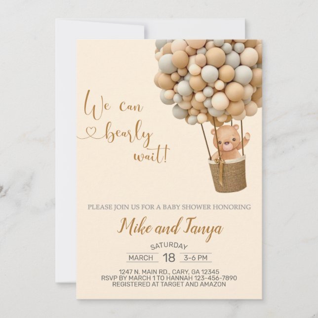 Convite Podemos esperar o balão de ar quente e fazer um co (Frente)