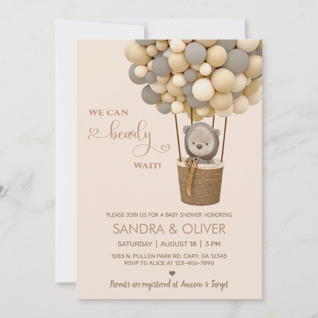 Convite Podemos esperar o balão de ar quente e fazer um co (Frente)