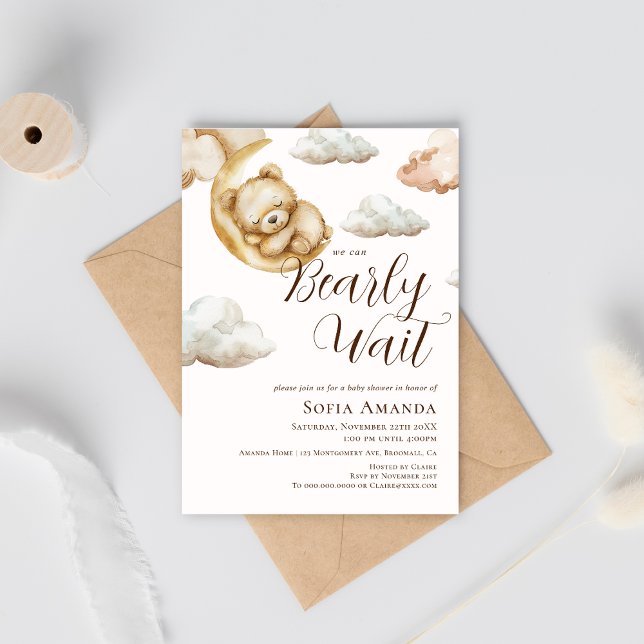 Convite Podemos esperar o Chá de fraldas da Lua da Nuvem (Criador carregado)