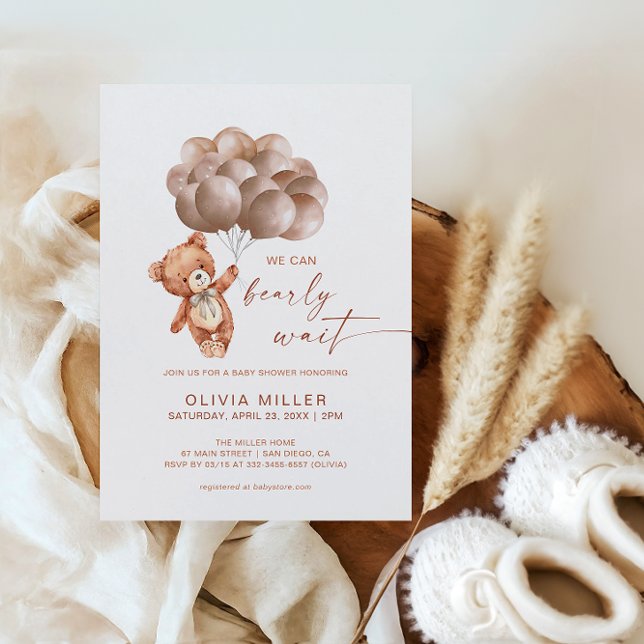 Convite Podemos Esperar O Chá de fraldas De Urso Neutro Do (Criador carregado)