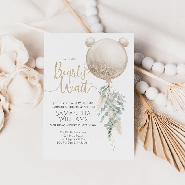 Convite Podemos esperar o Chá de fraldas do Balão Pampas (Criador carregado)