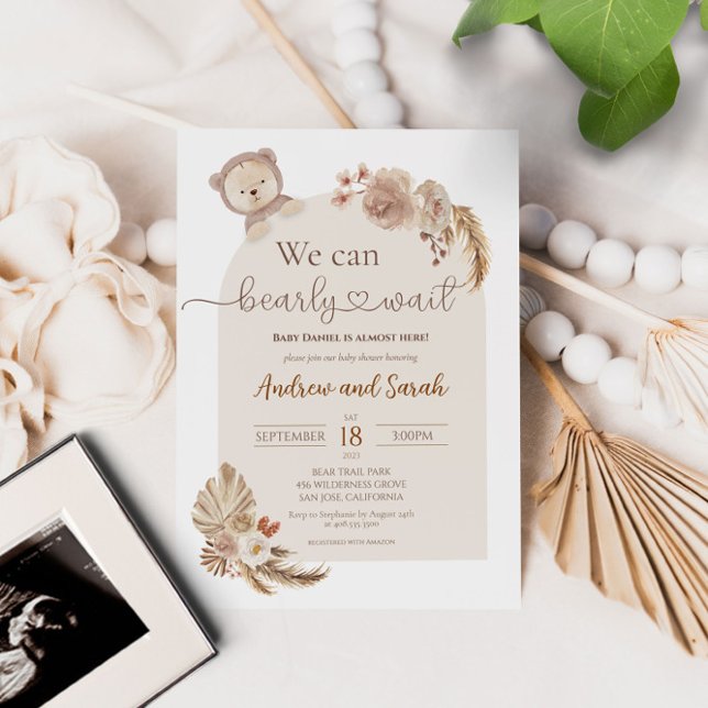 Convite Podemos Esperar O Chá de fraldas Do Urso De Teddy (Criador carregado)