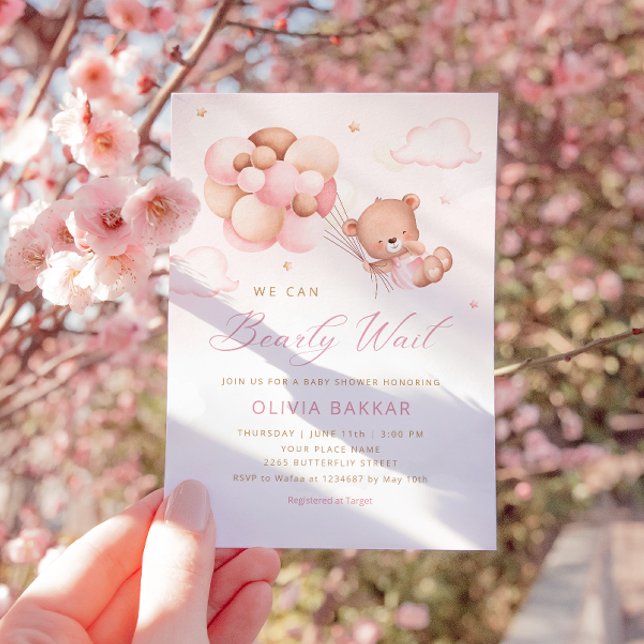 Convite Podemos Esperar O Chá de fraldas Do Urso De Teddy (Criador carregado)