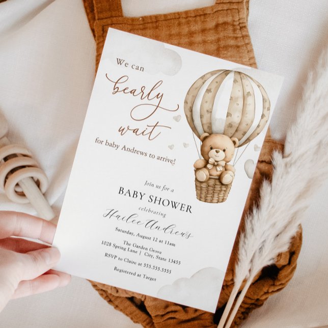 Convite Podemos Esperar O Chá de fraldas Do Urso De Teddy (Criador carregado)