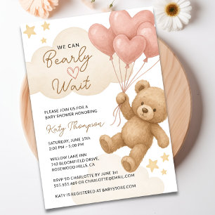 Convite Podemos Esperar O Chá de fraldas Do Urso De Teddy