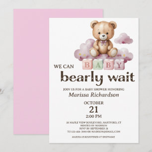 Convite Podemos Esperar O Chá de fraldas Do Urso De Teddy