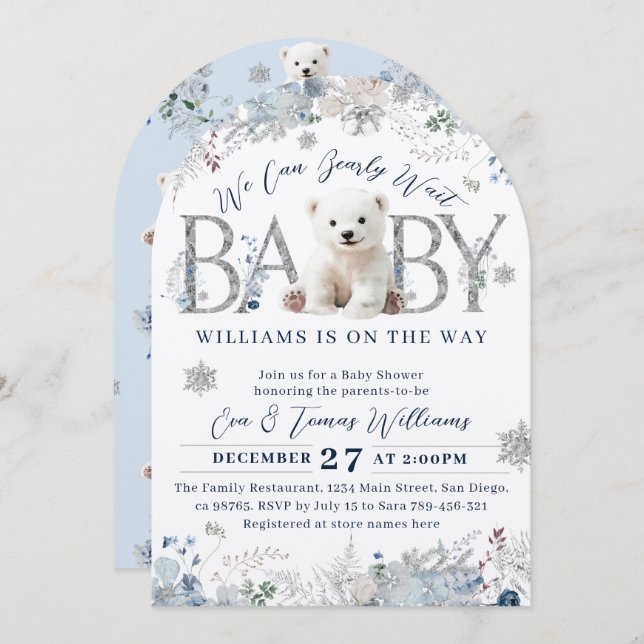 Convite Podemos Esperar O Chá Do Bear De inverno (Frente/Verso)