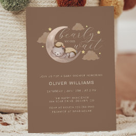 Convite Podemos Esperar O Cub Brown Moon Star Chá de frald