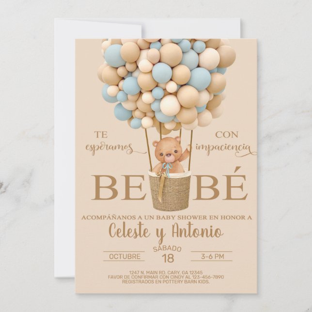 Convite Podemos esperar que o chá de fraldas de menino con (Frente)