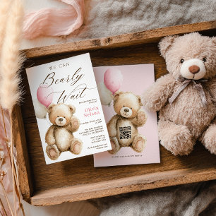 Convite Podemos Esperar Teddy Bear Chá de fraldas de Garot