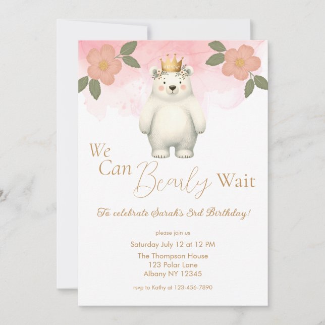 Convite Podemos Esperar Um Bar Bonito Aniversário (Frente)