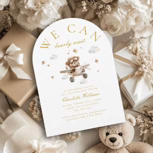 Convite Podemos Esperar! Urso de Teddy e Avião