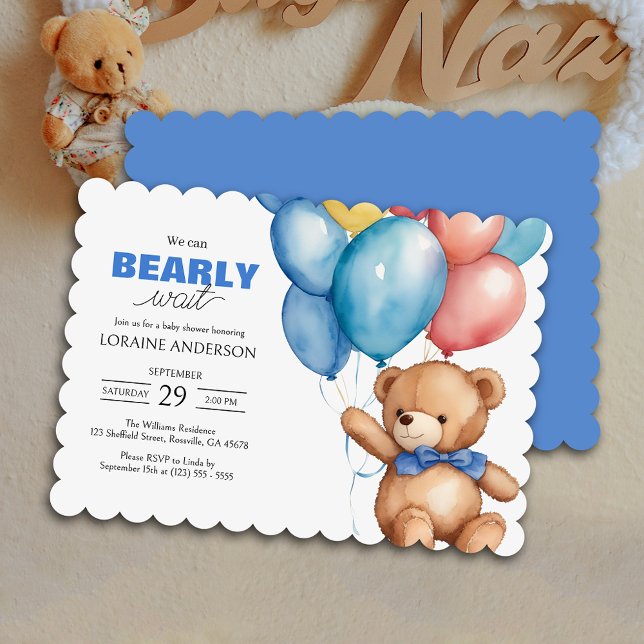 Convite Podemos Interrogar O Chá de fraldas Azul. (Create cherished memories for years to come with this adorable baby shower invitation.)