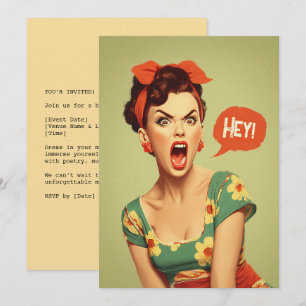 Convite Poderoso Grito Pin-Up Vintage