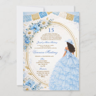 Convite Poeira Azul Charra Princesa 15 Anos Floral Espanho