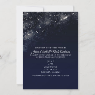 Convite Poeira de Estrela Azul Céu Noturno Casamento