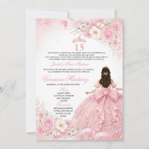 Convite Poeira Espanhola Rosa Charra Princesa Floral 15 An