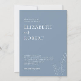 Convite Poeira Floral Azul Casamento Roteiro Elegante Mini