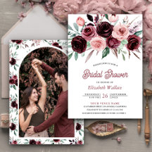 Poeira Rosa Floral Borgonha Foto Chá de Noiva