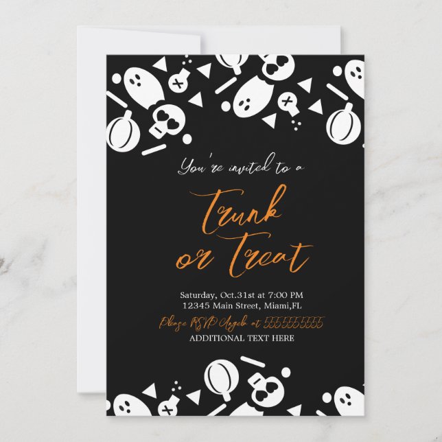 Convite Poeirinha de Fantasma de Halloween Trunk a Treat (Frente)