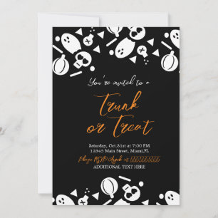 Convite Poeirinha de Fantasma de Halloween Trunk a Treat