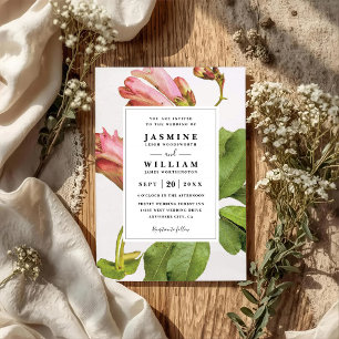 Convite Poesia Botânica Floral Rústica Casamento Código QR