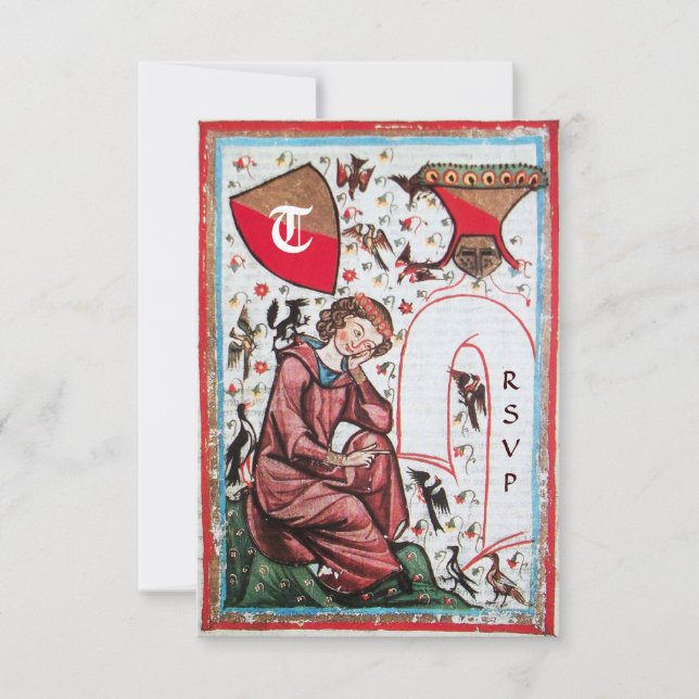 Convite POETA NO JARDIM DE AVES MONOGRAMA rsvp (Frente)