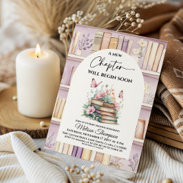 Convite Poetcore New Chapter Pink Girl Book Baby Shower