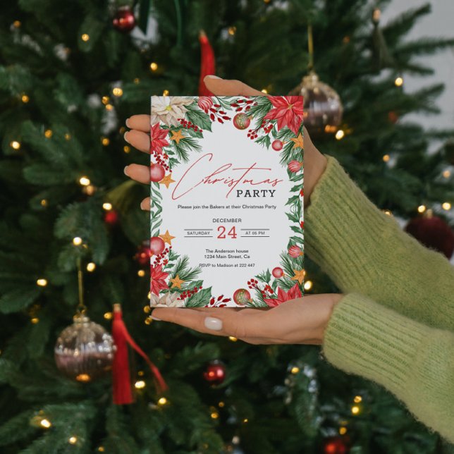 Convite Poinsettia Christmas (Criador carregado)