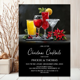 Convite Poinsettia Christmas Cocktails Party