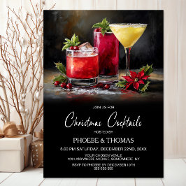 Convite Poinsettia Christmas Cocktails Party