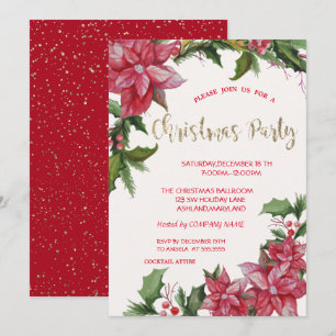 Convite Poinsettia,Confetes,Festa de Natal da Empresa Verm