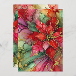 Convite Poinsettia de Abstrato de Álcool Colorida Imprimív