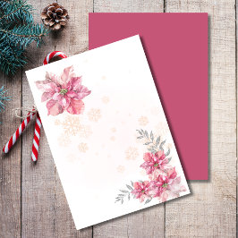 Convite Poinsettia de floco de neve rosa em branco adicion