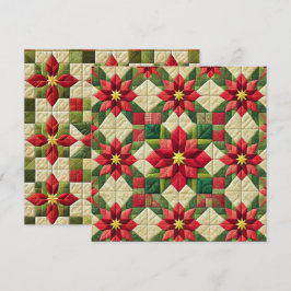 Convite Poinsettia Estrela em Patchwork para Scrapbooking 