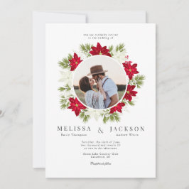 Convite Poinsettia Flower e Pine Weding