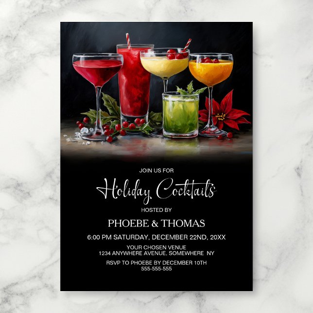 Convite Poinsettia Holiday Cocktail Party (Criador carregado)