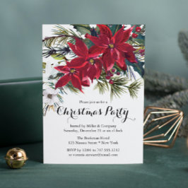 Convite Poinsettia Holiday Floral Christmas Party Company