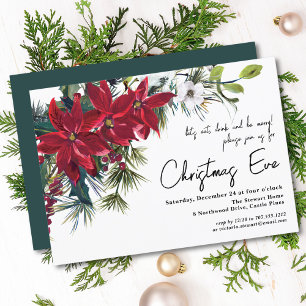 Convite Poinsettia Holiday Floral Janto da véspera de Na