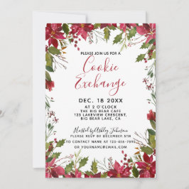 Convite POINSETTIA + HOLLY Watercolor Cookie Exchange