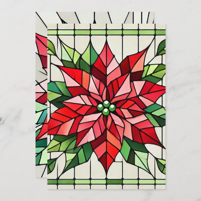 Convite Poinsettia Imprimível Papel Escárptico De Vidro (Frente/Verso)