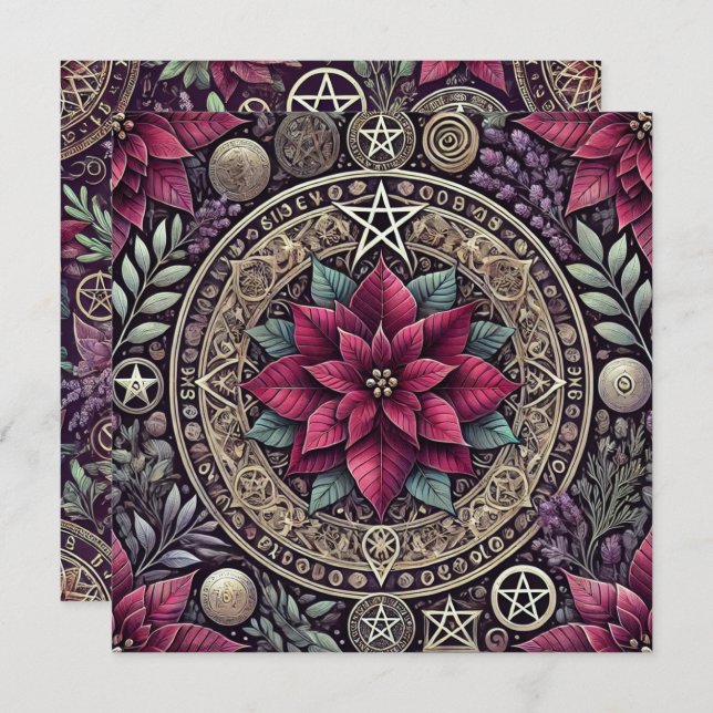 Convite Poinsettia Mandala, Witchy Scrapbook (Frente/Verso)