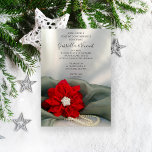 Convite Poinsettia Pearls Green Winter Post Wedding Brunch<br><div class="desc">Invite guests to celebrate the newlywed bride and groom the morning after their marriage ceremony with the elegant Red Poinsettia and White Pearls on Green Winter Post Wedding Brunch Invitation. This festive custom wintery After Wedding Breakfast or Luncheon Invite features a floral photograph of a red Christmas poinsettia flower blossom...</div>