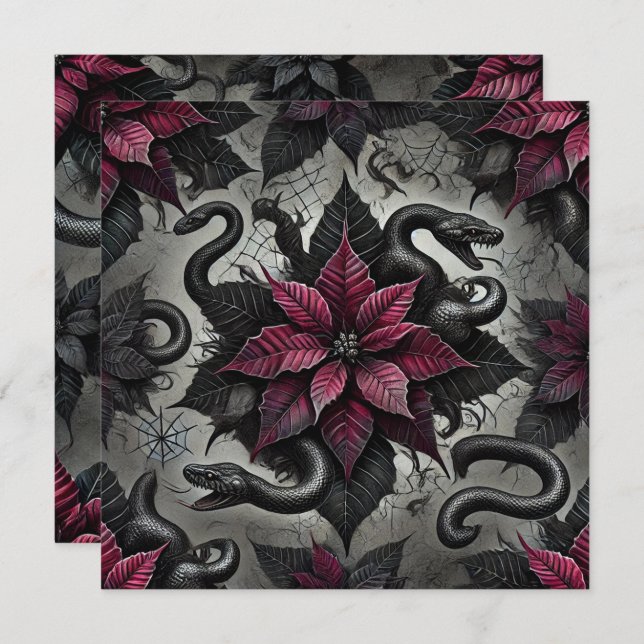 Convite Poinsettia Venômica Imprimível Blooms Scrapbook (Frente/Verso)