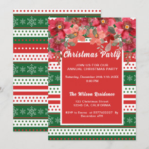 Convite Poinsettia Xadrez Tartan Kraft Natal Russo