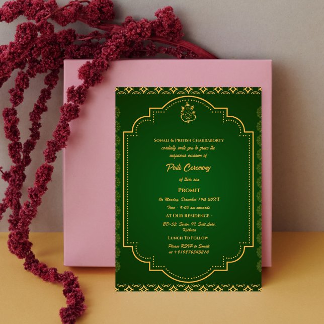 Convite Poite Janeu Upanayanam Hindu Sagrado Thread Floral (Criador carregado)