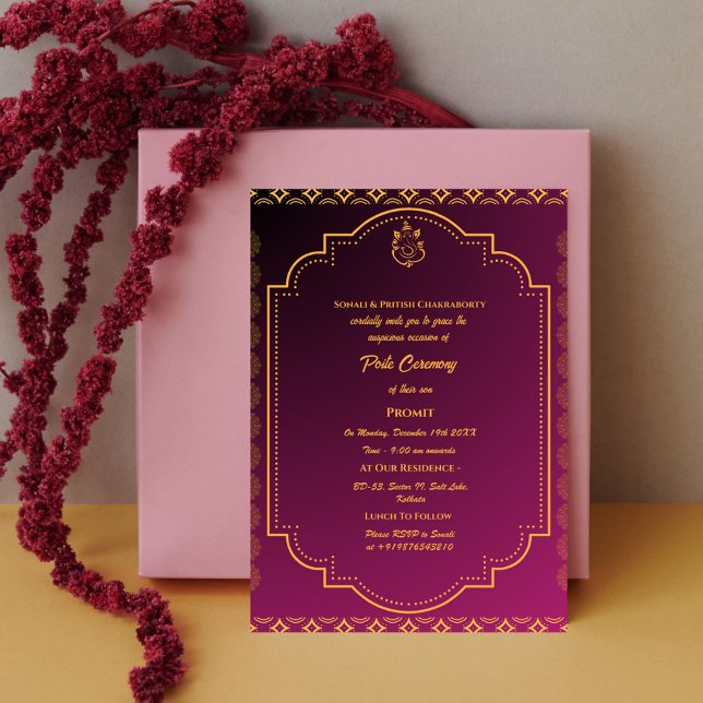 Convite Poite Janeu Upanayanam Hindu Sagrado Thread Floral (Criador carregado)