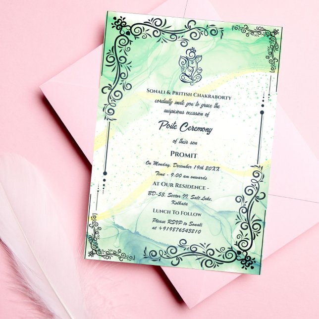 Convite Poite Janeu Upanayanam Hindu Sagrado Thread Floral (Criador carregado)