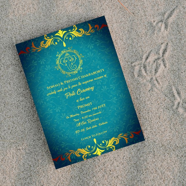 Convite Poite Janeu Upanayanam Hindu Sagrado Thread Floral (Criador carregado)