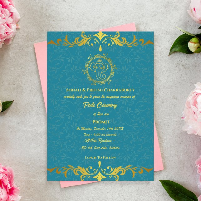 Convite Poite Janeu Upanayanam Hindu Sagrado Thread Floral (Criador carregado)